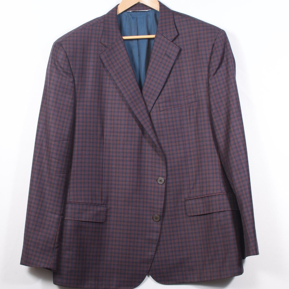 Samuelsohn Burgundy and Navy Check Sport Coat